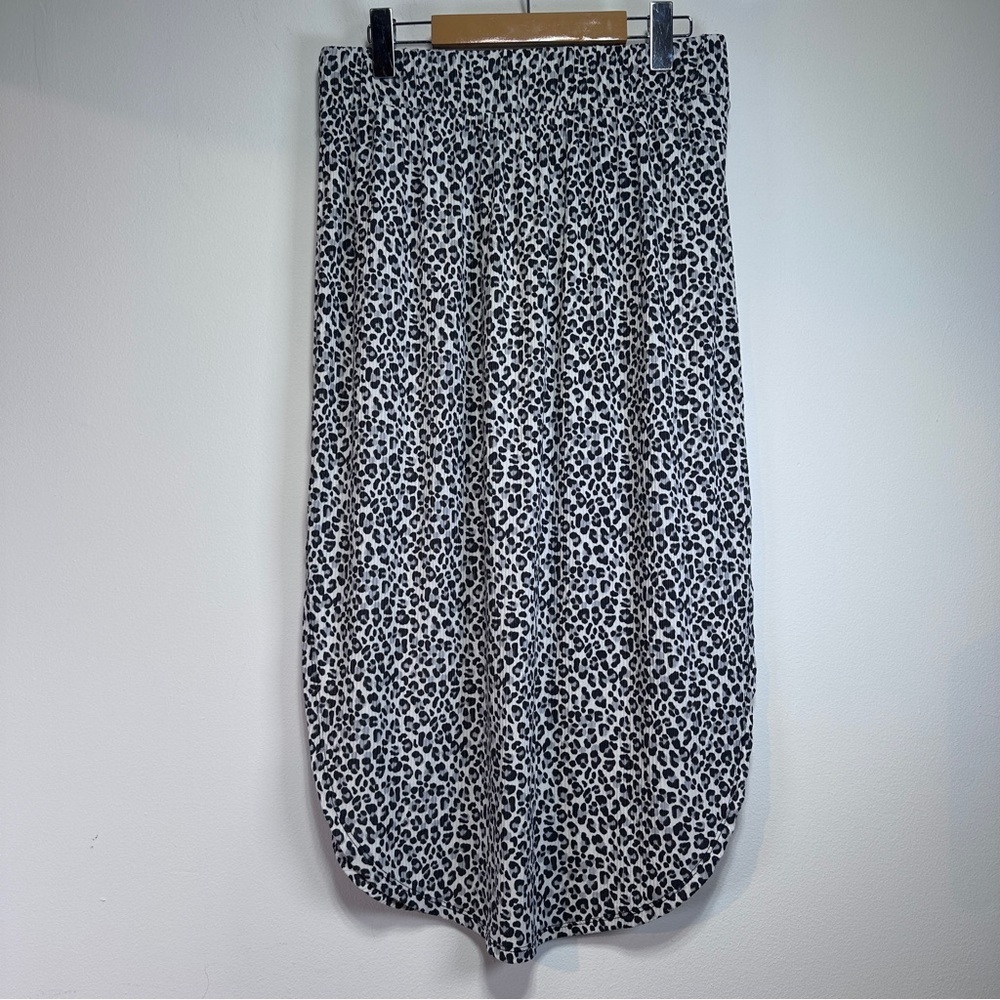 Jackson Rowe Midi Skirt Abstract Dot Print Pull On Stretch Waist Travel Boho